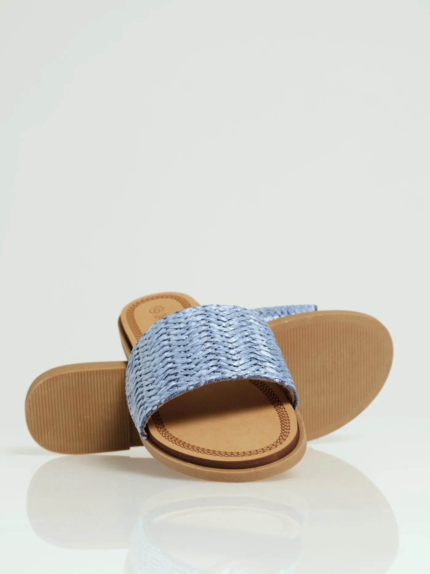 Comfort Outsole Raffia Single Band Mule Sandal - Blue
