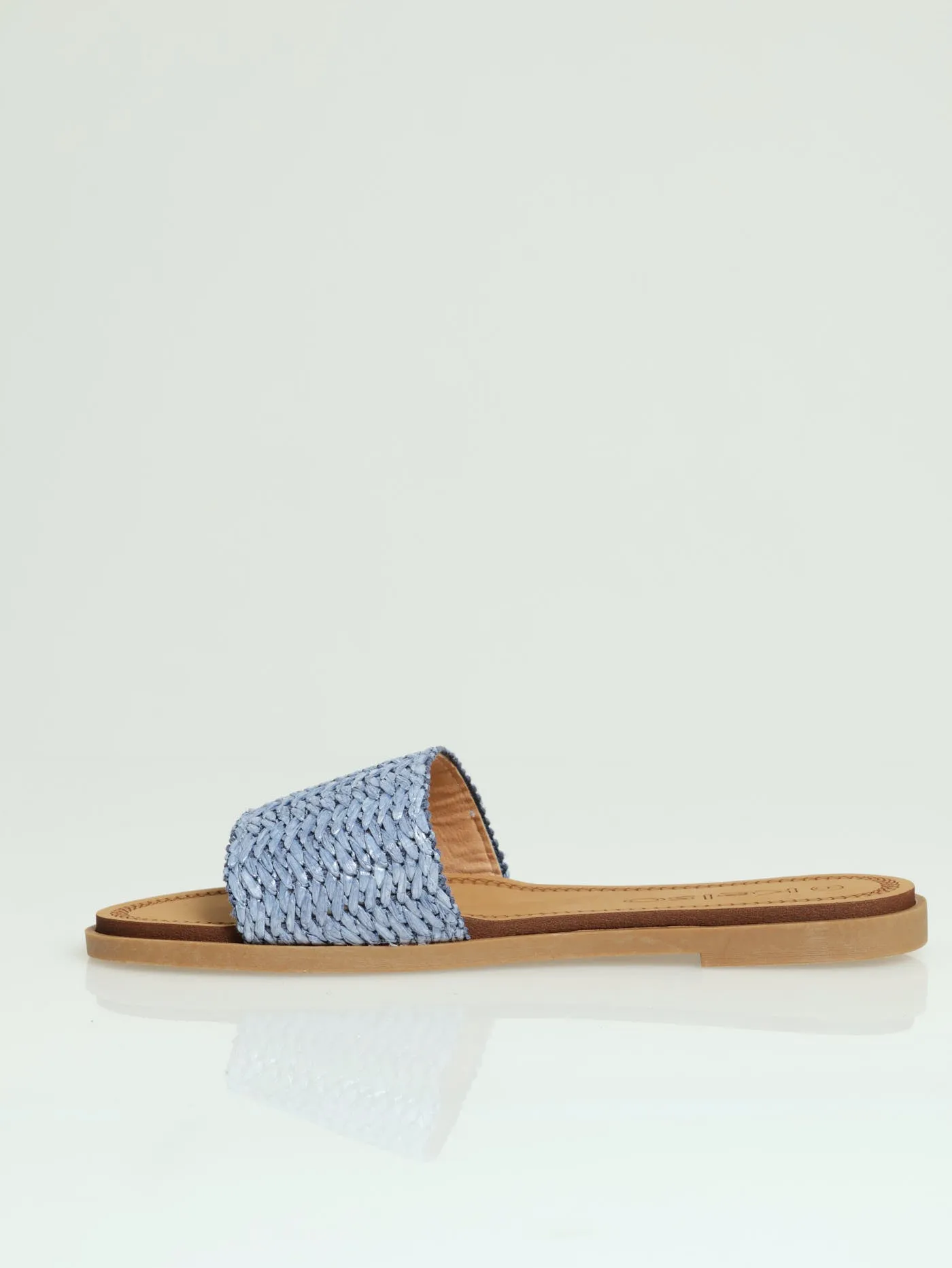 Comfort Outsole Raffia Single Band Mule Sandal - Blue