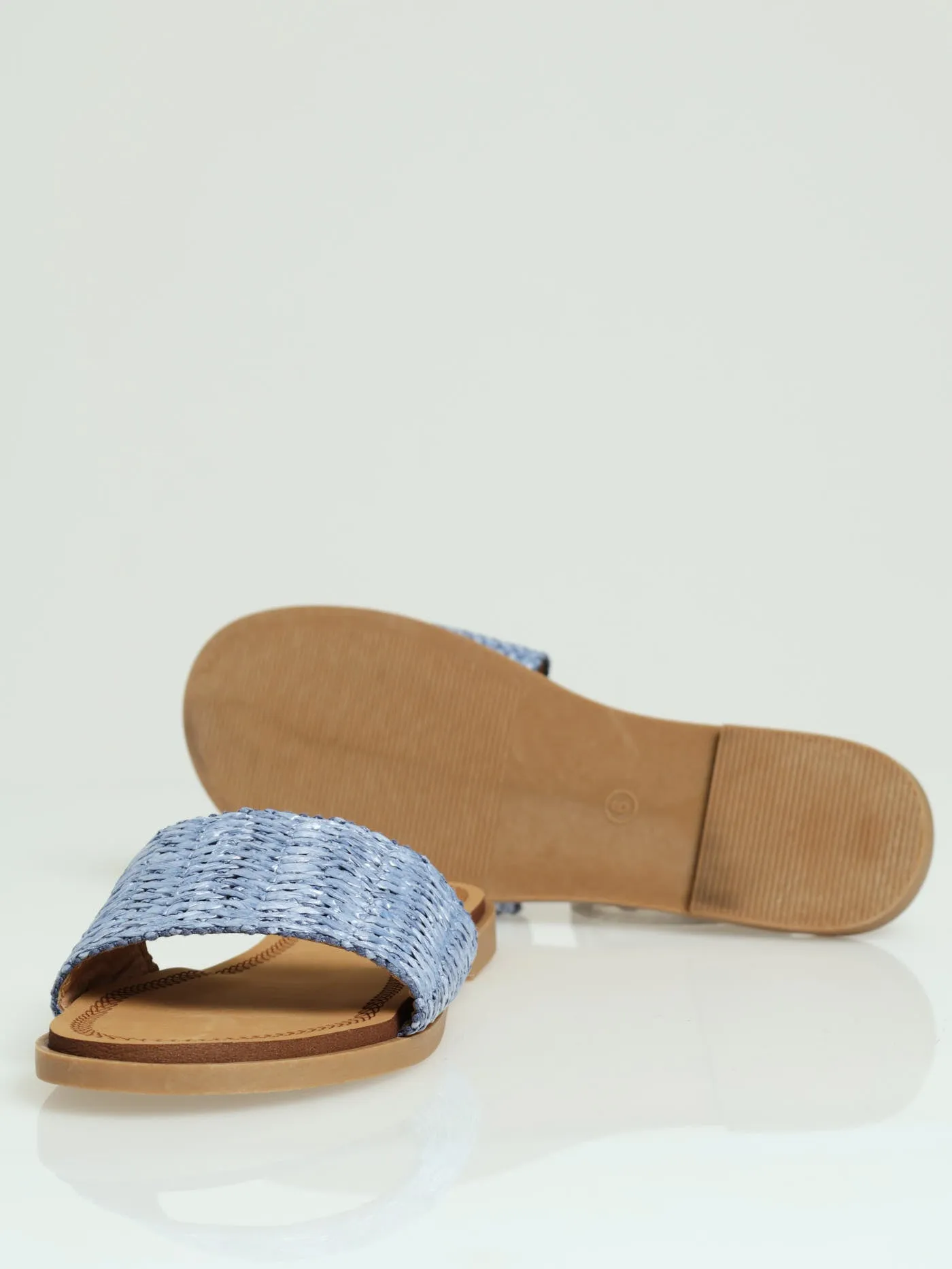 Comfort Outsole Raffia Single Band Mule Sandal - Blue