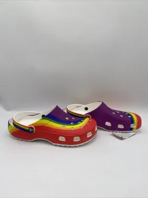 Crocs Adults' Classic Rainbow Dye Clogs Size 13M - Very Good