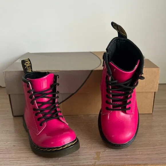 Dr. Marten Patent Leather Hot Pink Toddler Boots - SZ 9 C