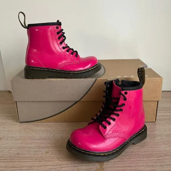 Dr. Marten Patent Leather Hot Pink Toddler Boots - SZ 9 C