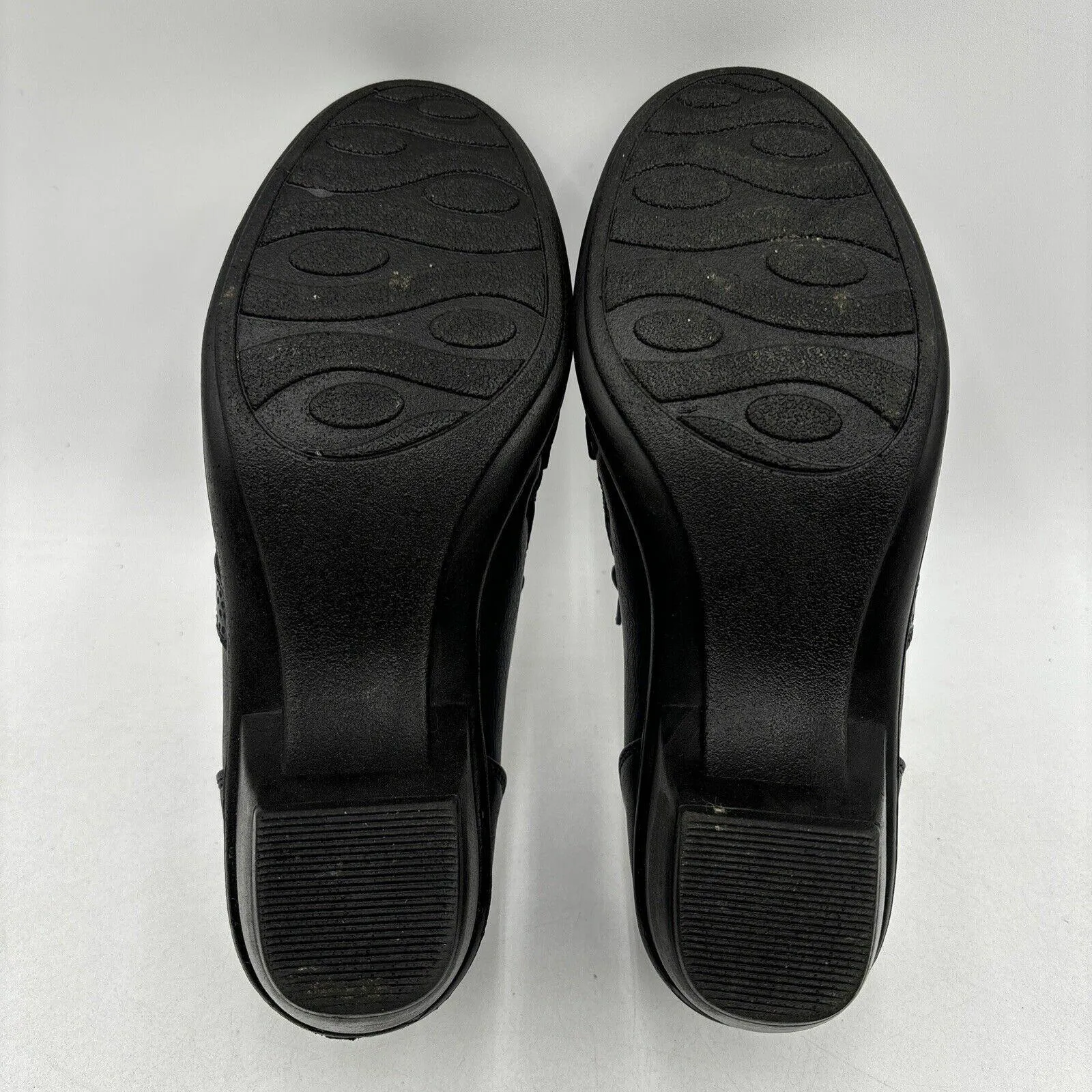 Easy Street RASIA Navy Faux Leather Round Toe Side Zip Block Heel Clogs, Size 8M - Very Good