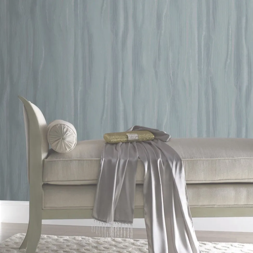 Fantasy Faux Bois Wallpaper Blue/Silver (60 sq.ft.)