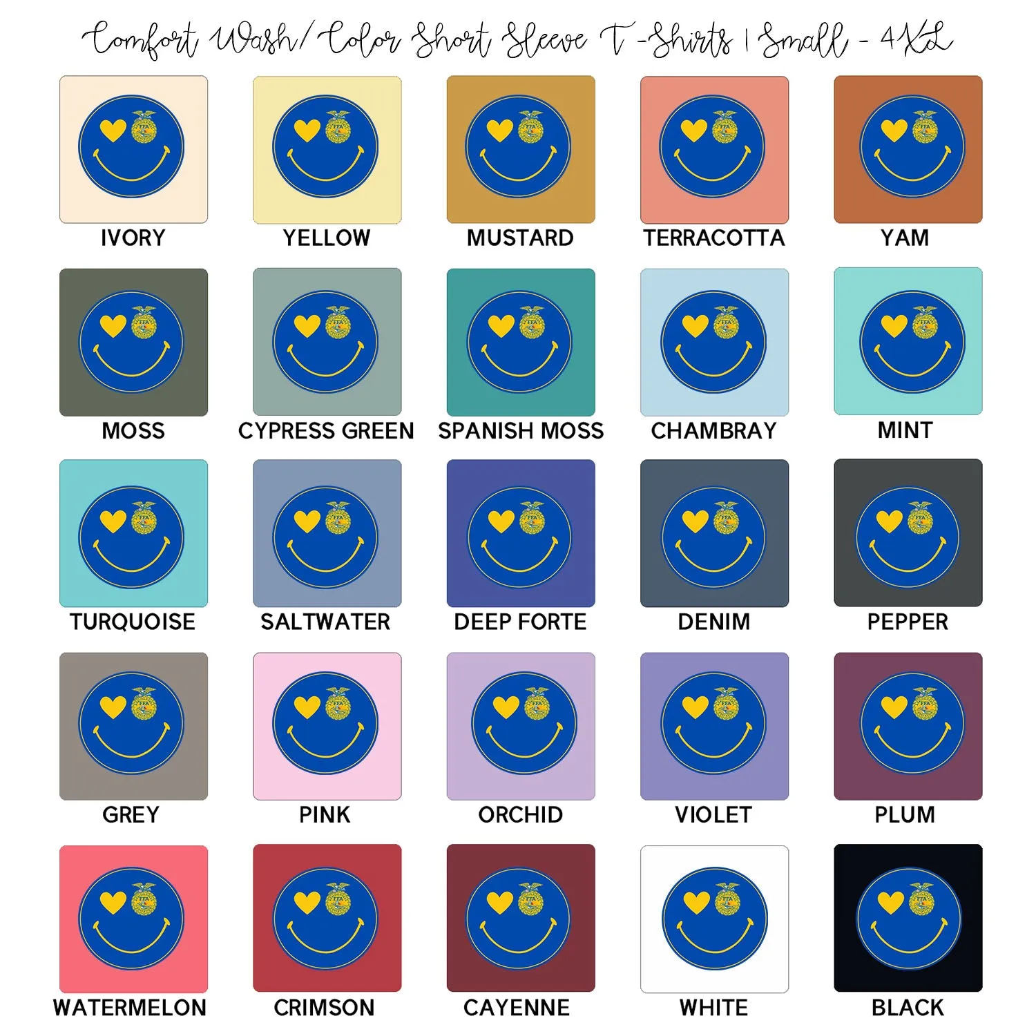 FFA Smiley ComfortWash/ComfortColor T-Shirt (S-4XL) - Multiple Colors!