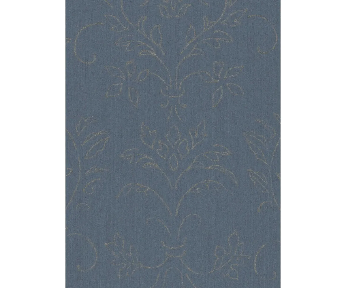 Floral Scroll Textured Metallic Blue 290663 Wallpaper