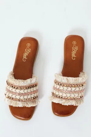 Florina 1 Textured Push In Open Mule Sandal - Beige