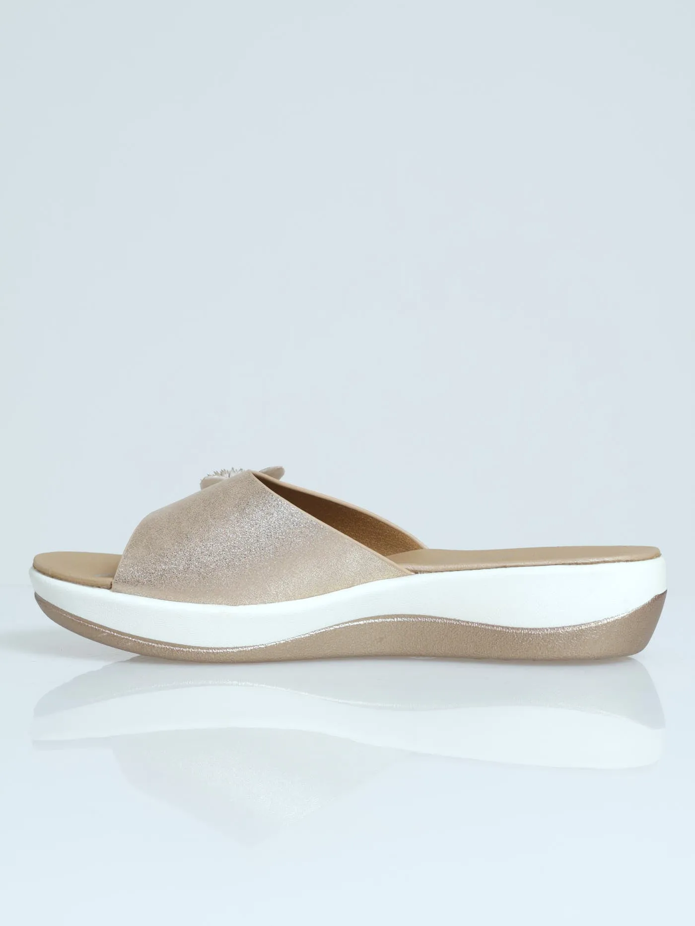 Flower Push In Mule Sandal - Gold