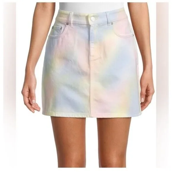 GANNI Rainbow Tie-Dyed Mini Skirt Size EU 34/ US 2/XS $270