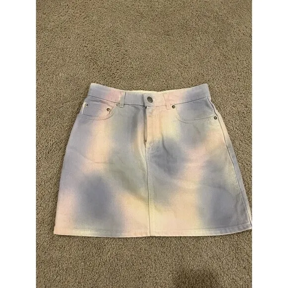 GANNI Rainbow Tie-Dyed Mini Skirt Size EU 34/ US 2/XS $270