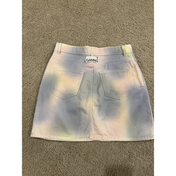 GANNI Rainbow Tie-Dyed Mini Skirt Size EU 34/ US 2/XS $270