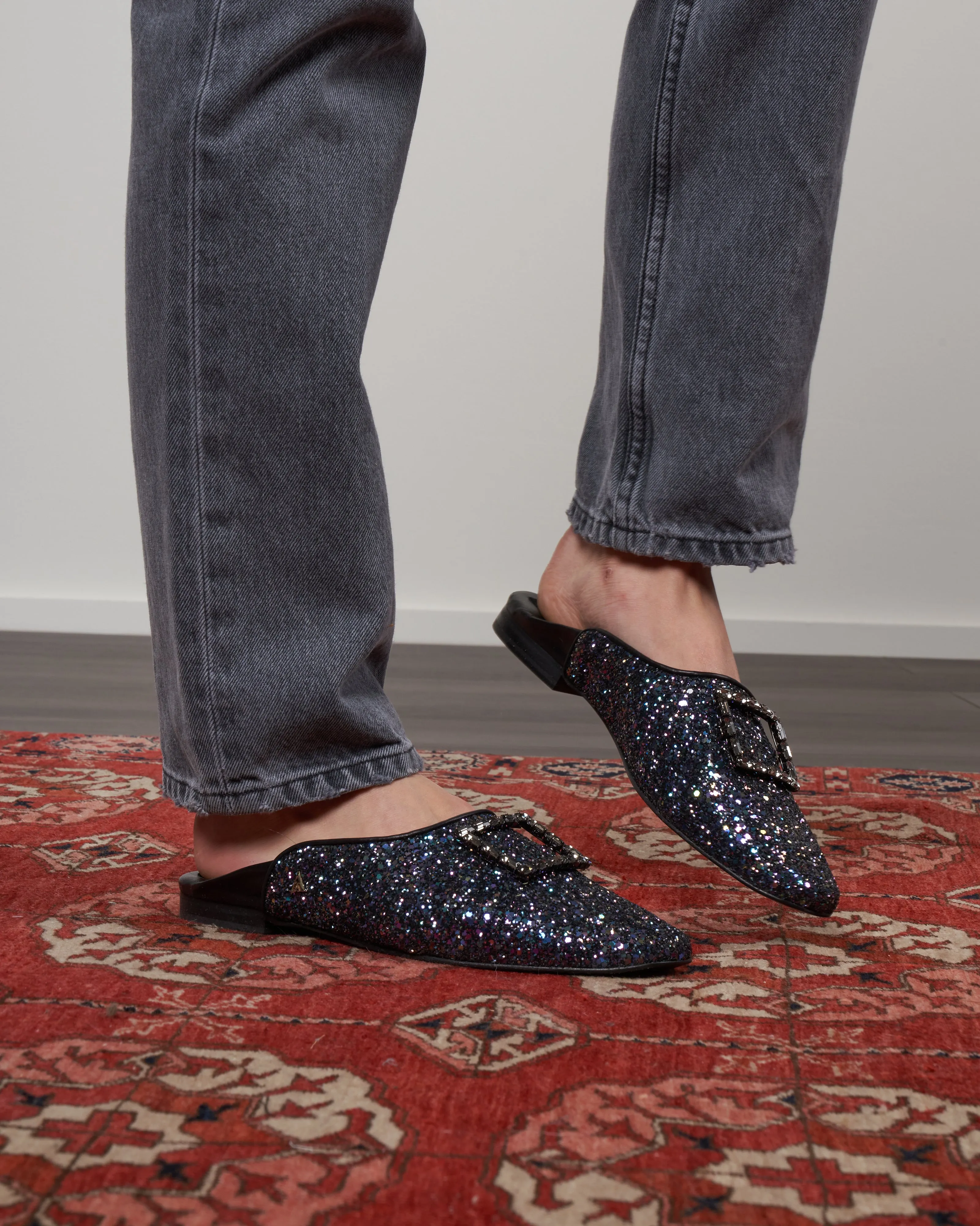 glitter mule - navy