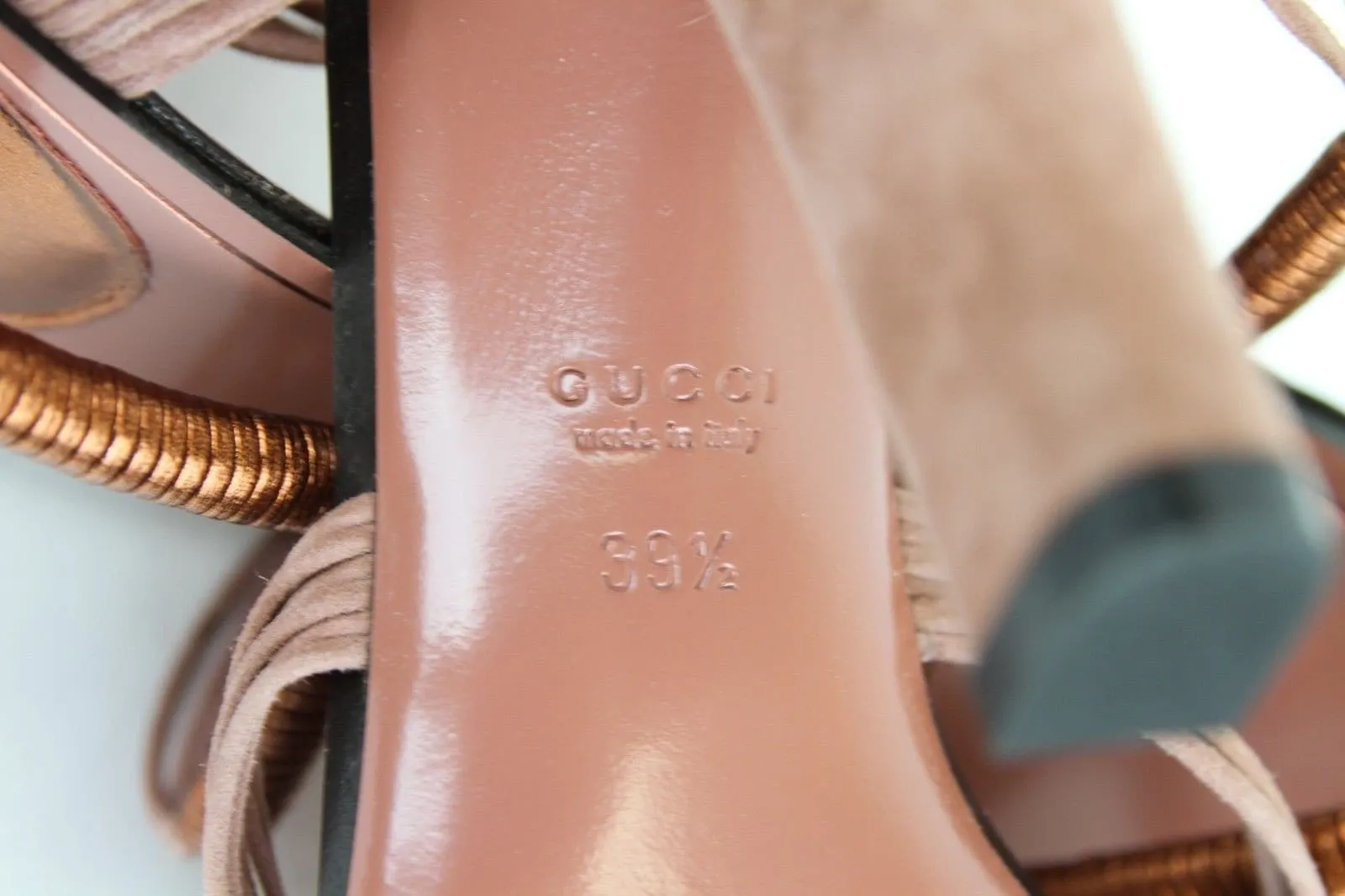 Gucci 309668 Rose Anita Metallic Leather/Suede Sandals EU 40 / US 10 - Final Call