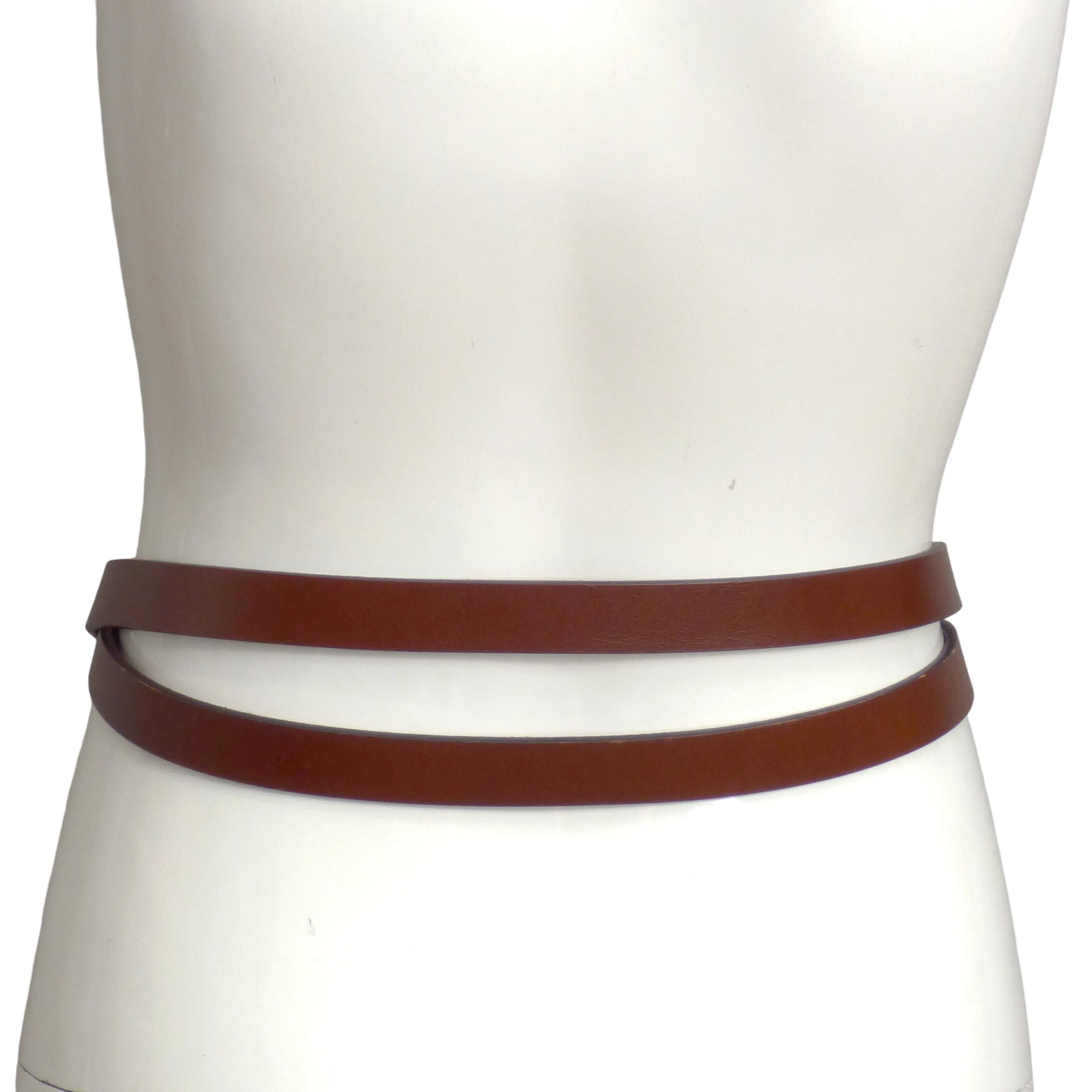 GUCCI- Brown Leather Double Wrap Belt