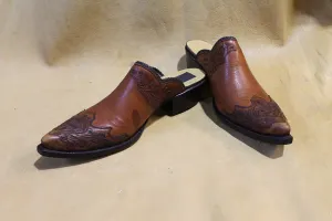 Hand Tooled Congac Kangaroo Mule 3071