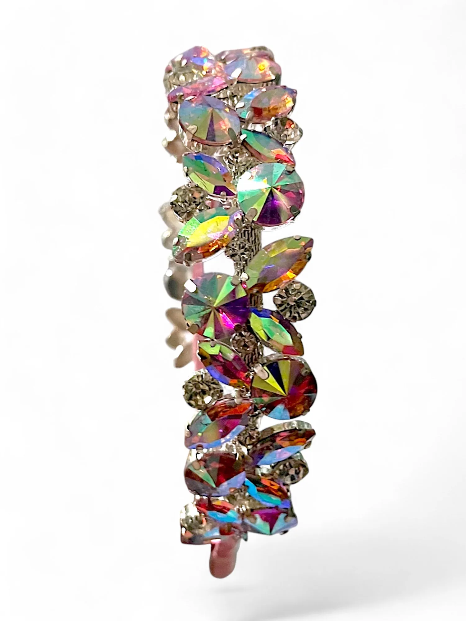 Handmade Louisa Crown Rainbow Rhinestone Headband | Luxury Child's Hair Accessory