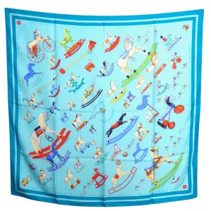 HERMES- "Raconte-moi le Cheval" Print Silk Twill Scarf