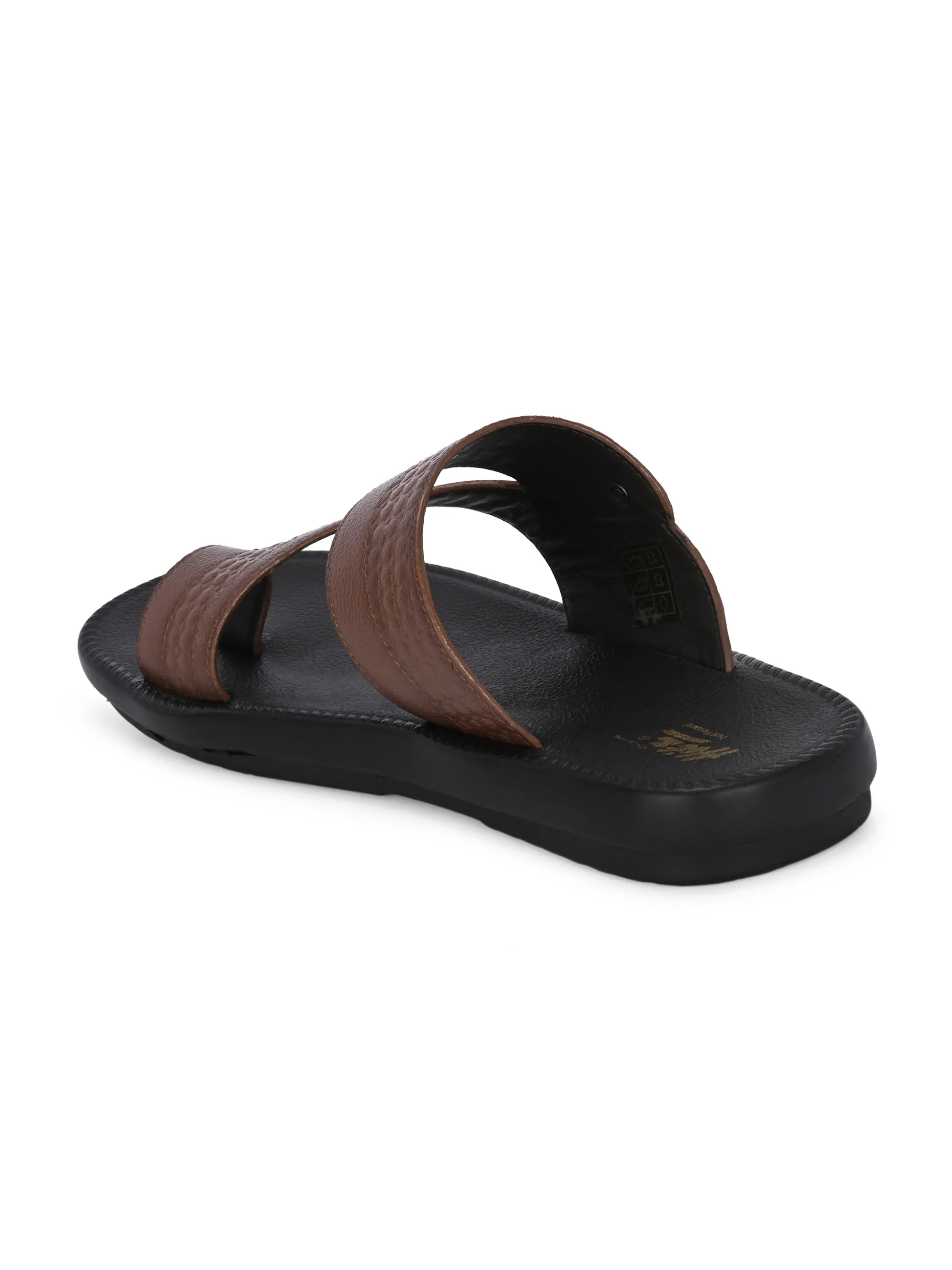 Hitz Men's Tan Leather Daily Wear Slippers