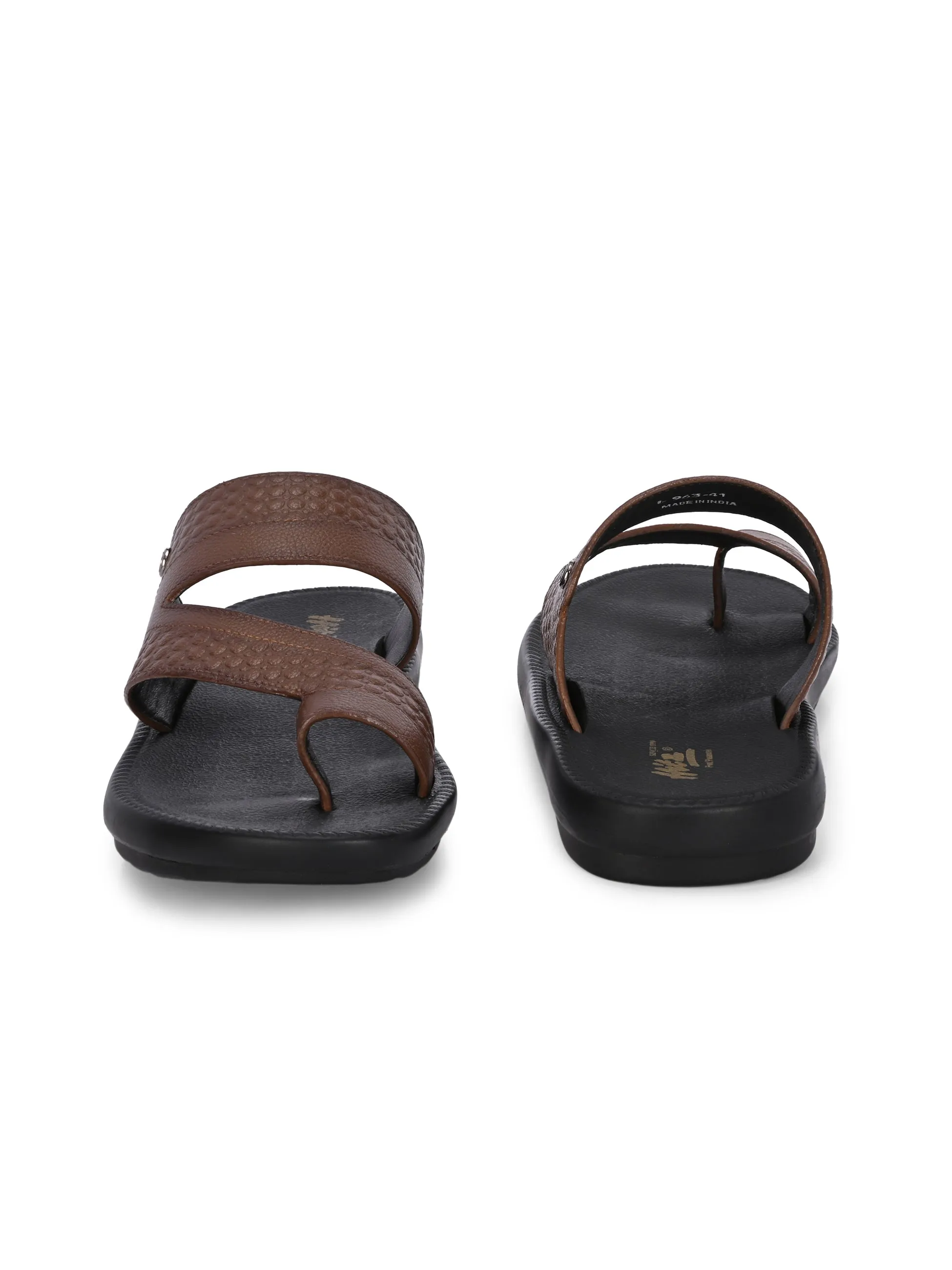 Hitz Men's Tan Leather Daily Wear Slippers