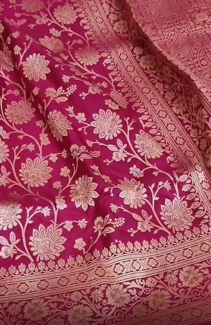Introducing Pure Banarasi Khaddi Katan Kadhuwa Golden Zari Work Handloom Designer Silk Saree