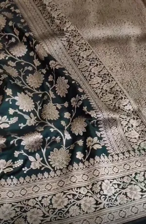 Introducing Pure Banarasi Khaddi Katan Kadhuwa Golden Zari Work Handloom Designer Silk Saree