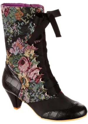 Irregular Choice Bed of Roses Lost Lover 40's Boots Black