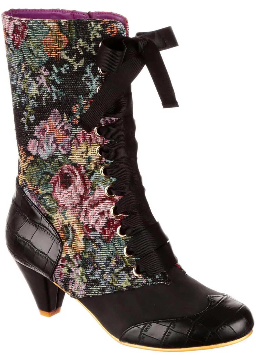Irregular Choice Bed of Roses Lost Lover 40's Boots Black