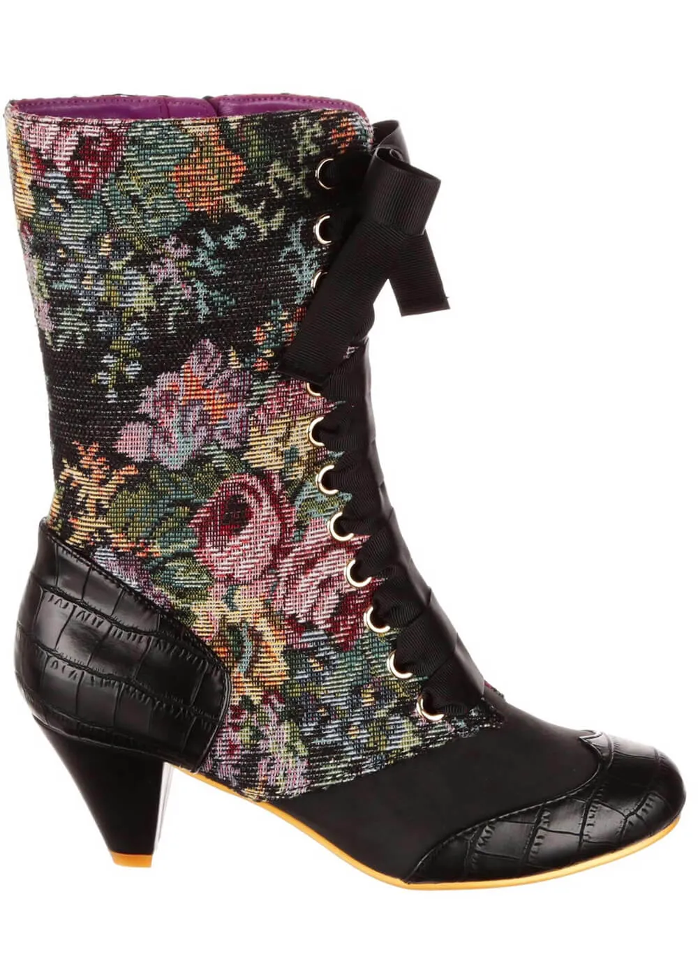 Irregular Choice Bed of Roses Lost Lover 40's Boots Black