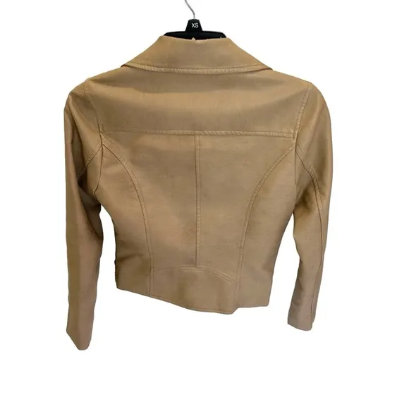 JACK Women’s Designer Leather Moto Jacket in Tan Size XS