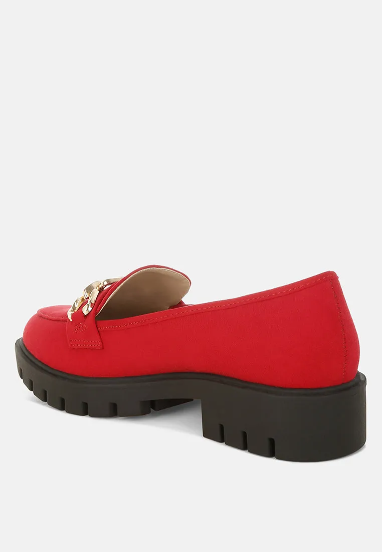 Jacop Micro Suede Metal Chain Link Loafers
