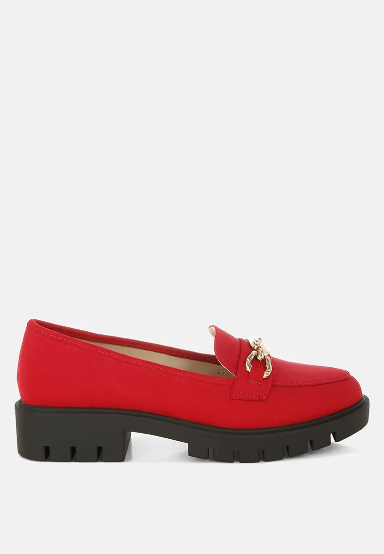 Jacop Micro Suede Metal Chain Link Loafers