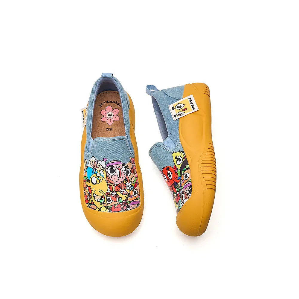 Joy & Mario Unisex Slip-on Twill Printed Platform Loafers
