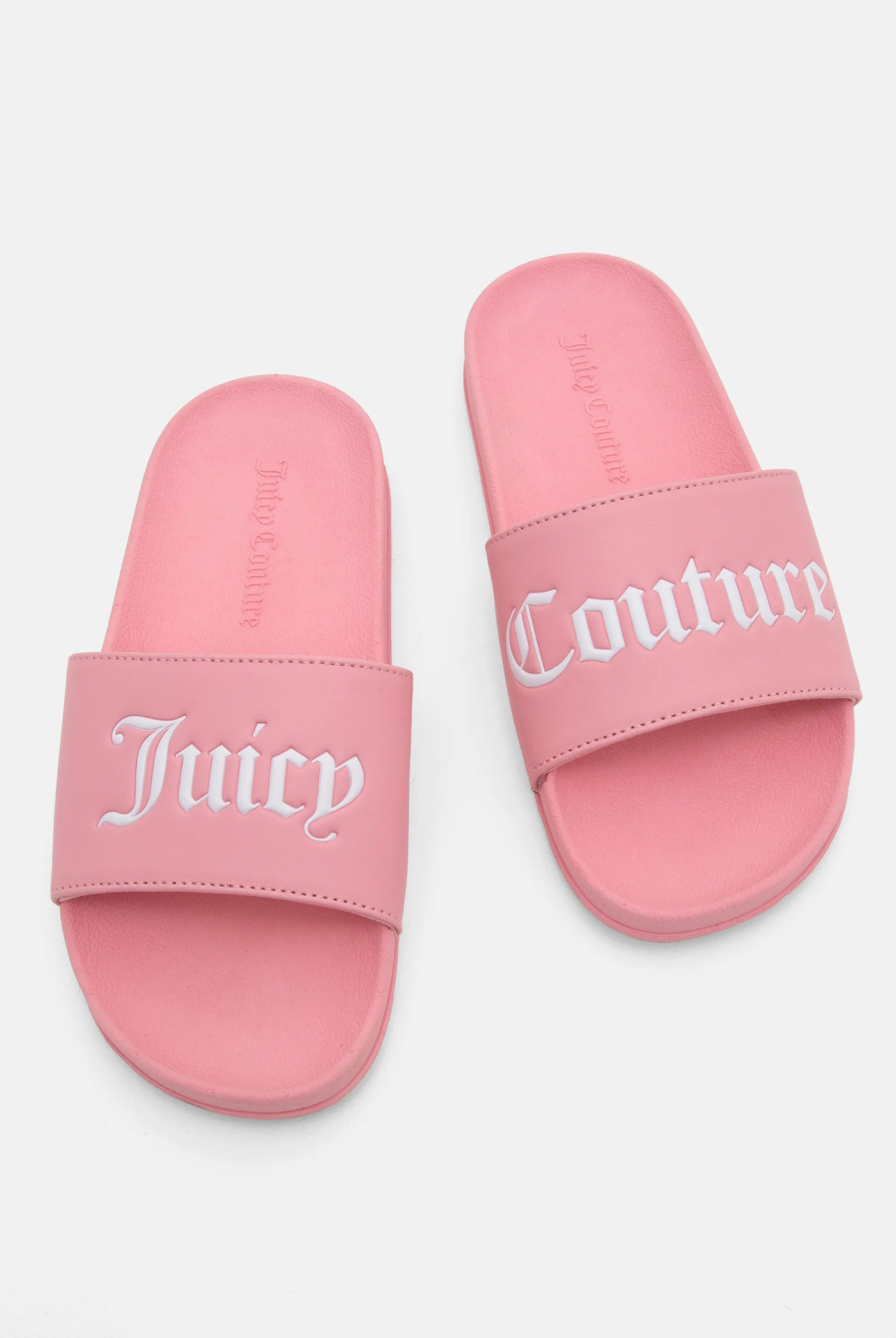 JUICY PINK JUICY COUTURE EMBOSSED SLIDERS