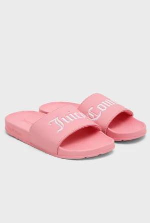 JUICY PINK JUICY COUTURE EMBOSSED SLIDERS