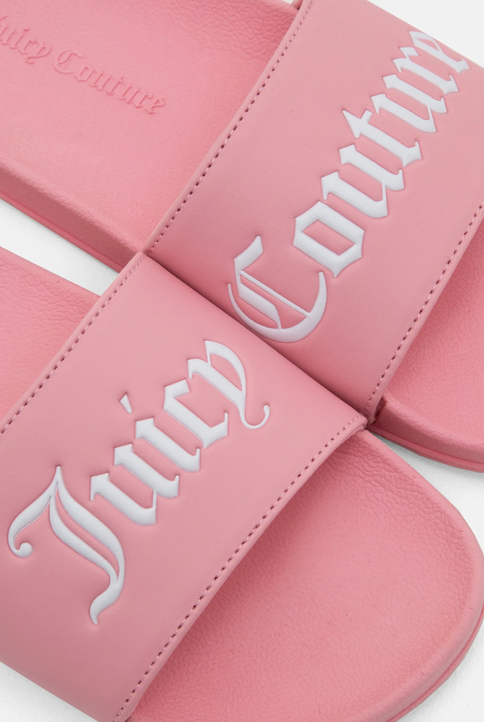 JUICY PINK JUICY COUTURE EMBOSSED SLIDERS