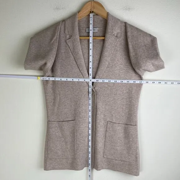 Kinross Knit Sweater Blazer Size XS Beige Neutral Luxury Cotton Cashmere Staple