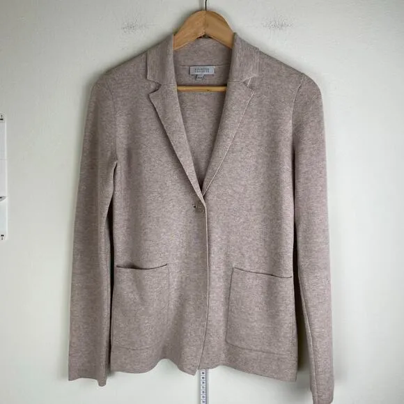 Kinross Knit Sweater Blazer Size XS Beige Neutral Luxury Cotton Cashmere Staple