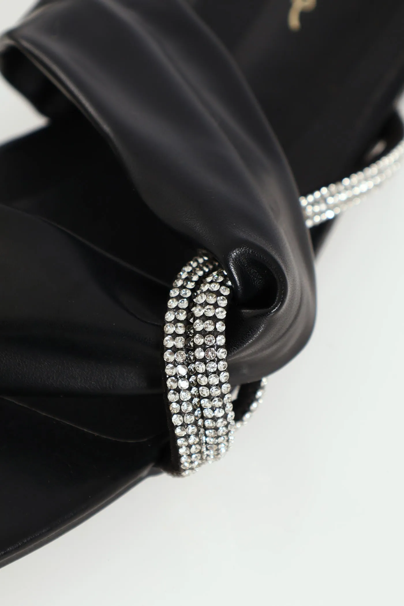 Ladies Cross Strap Diamante Interlinked Mule Sandal - Black