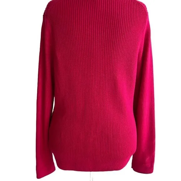 Lands End Cotton Cardigan Sweater Size Large P 14/16 Pink