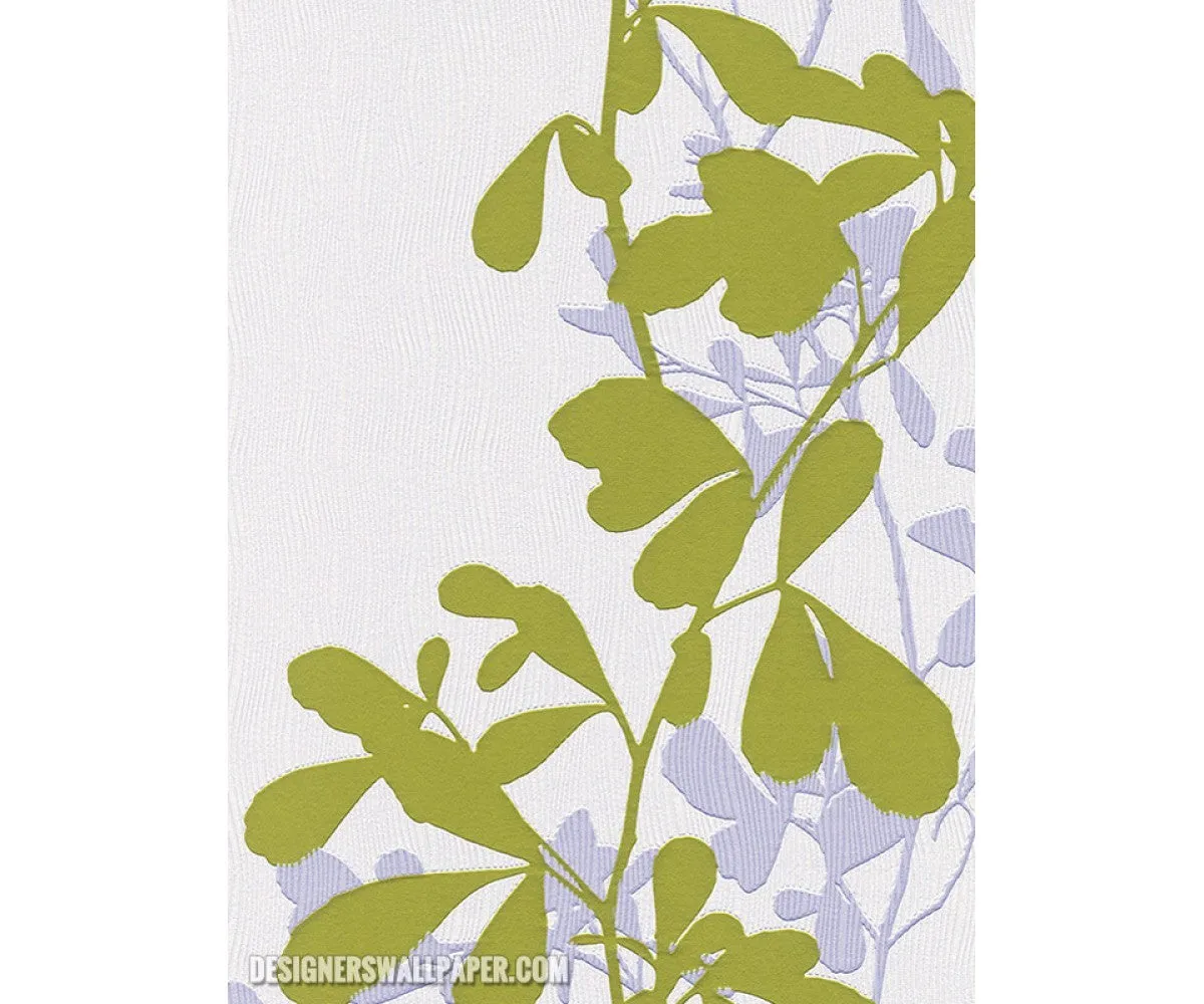 Leaves Trail Wavy Stripes Green White 946713 Wallpaper