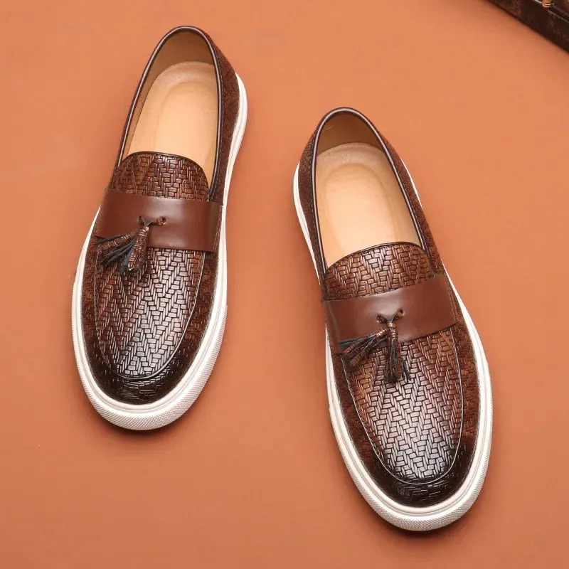 Lorenzo Don Embossed Leather Loafers