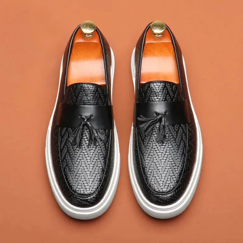 Lorenzo Don Embossed Leather Loafers