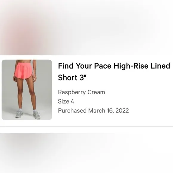 Lululemon Find Your Pace High-Rise Lined Short 3&quot; Raspberry Cream Size 4