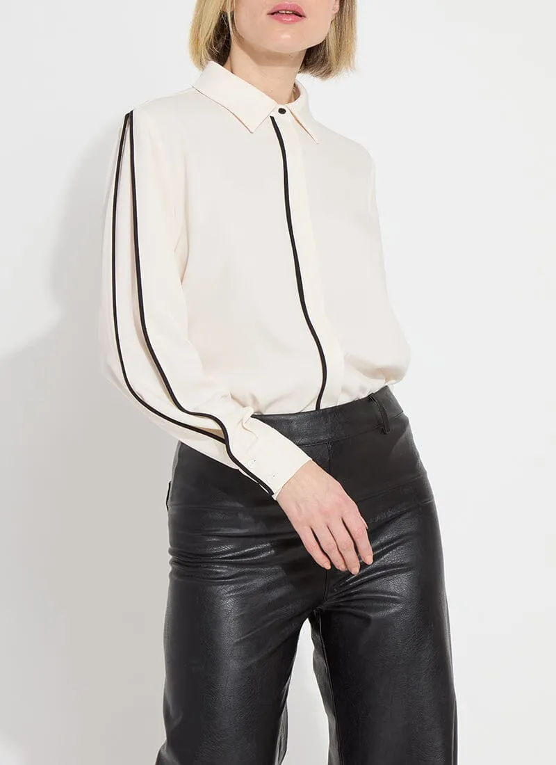 Luna Blouse with Pleated Sleeves | Chalk