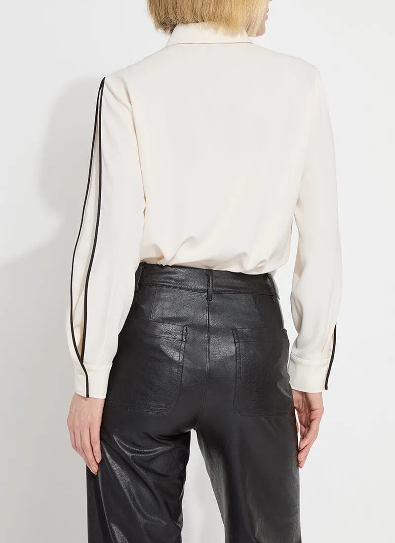 Luna Blouse with Pleated Sleeves | Chalk