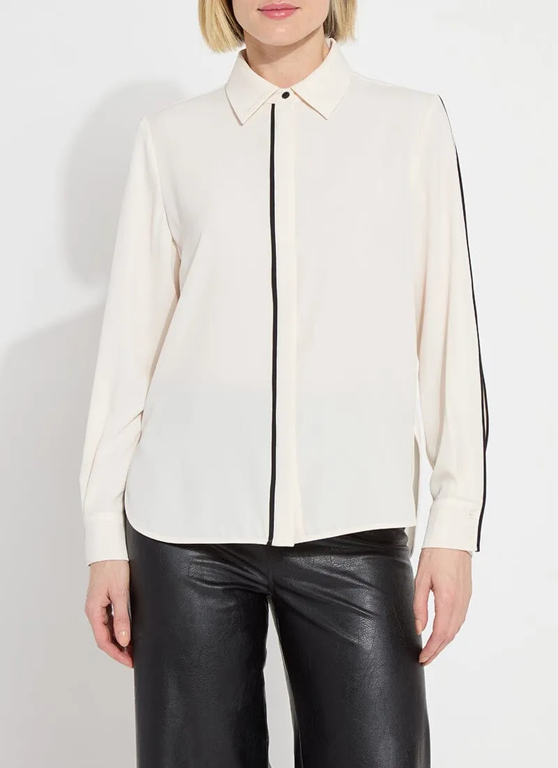 Luna Blouse with Pleated Sleeves | Chalk