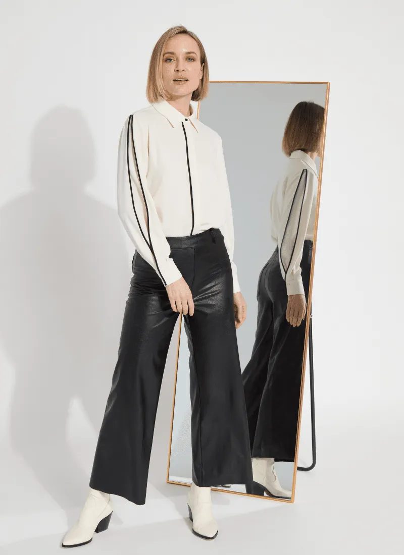 Luna Blouse with Pleated Sleeves | Chalk