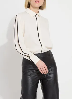 Luna Blouse with Pleated Sleeves | Chalk
