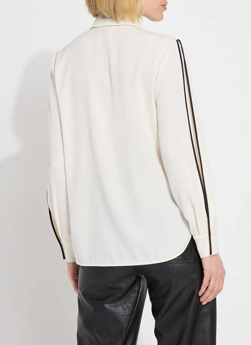 Luna Blouse with Pleated Sleeves | Chalk