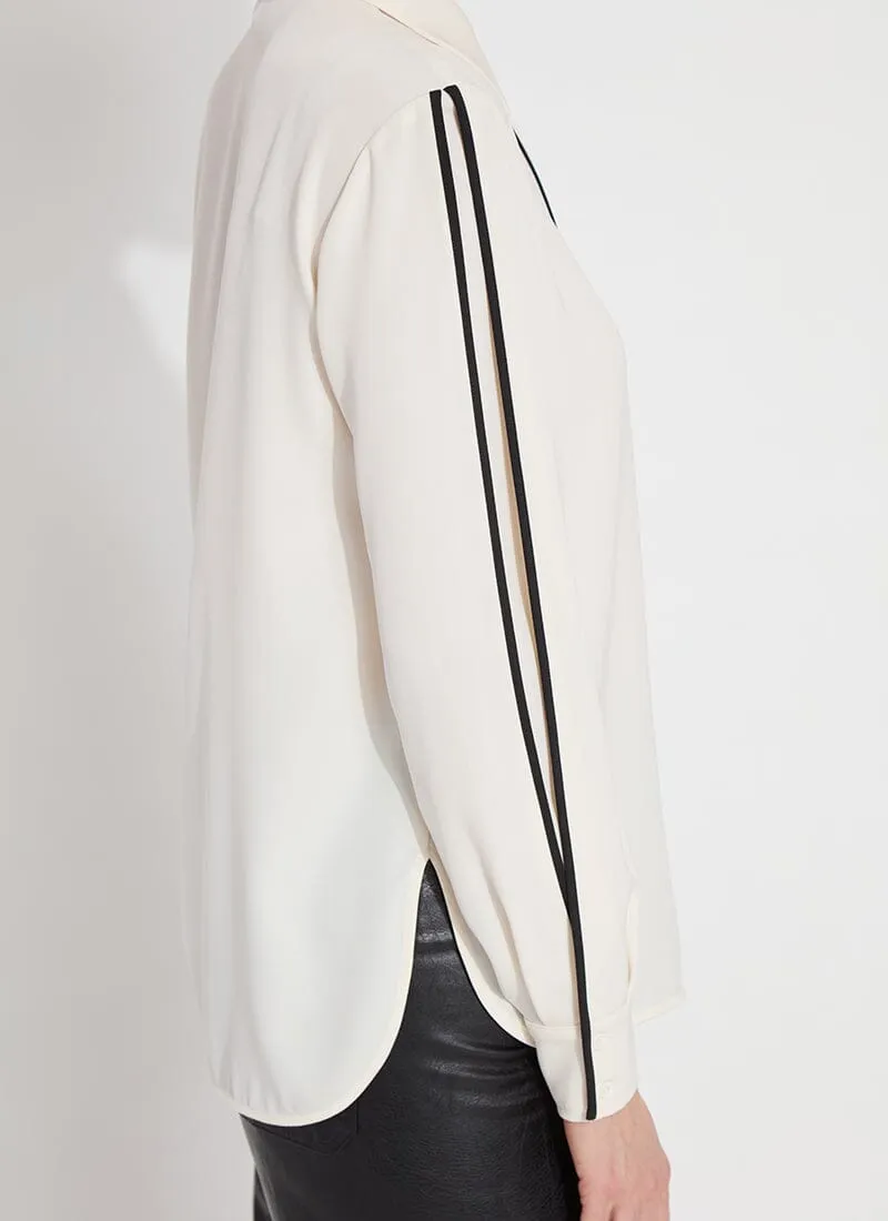 Luna Blouse with Pleated Sleeves | Chalk